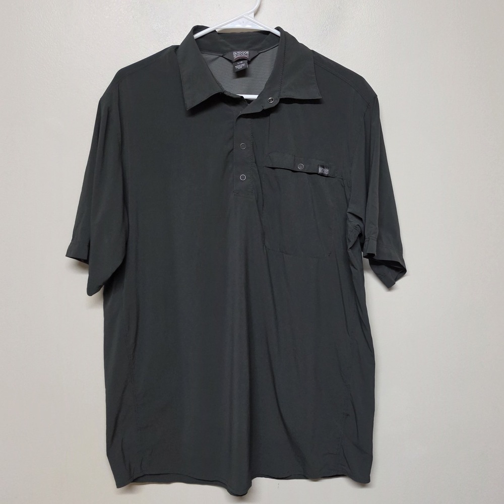 Outdoor Research Astroman Sun Shirt Mens Sz L Gray Snap Outdoor Hiking Stretchy